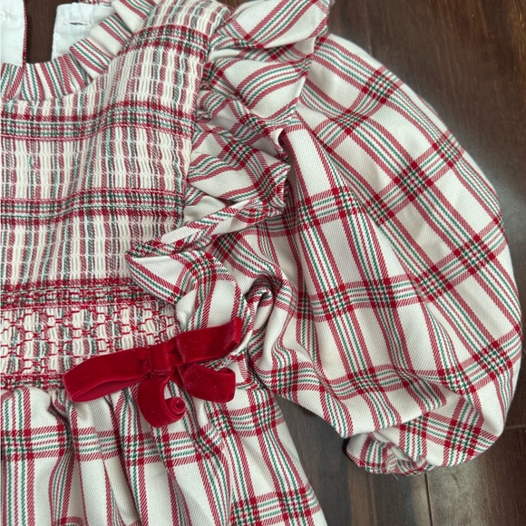 Plaid Ruffle Smocked Dress with Ribbon Bows - Picture 7 of 8